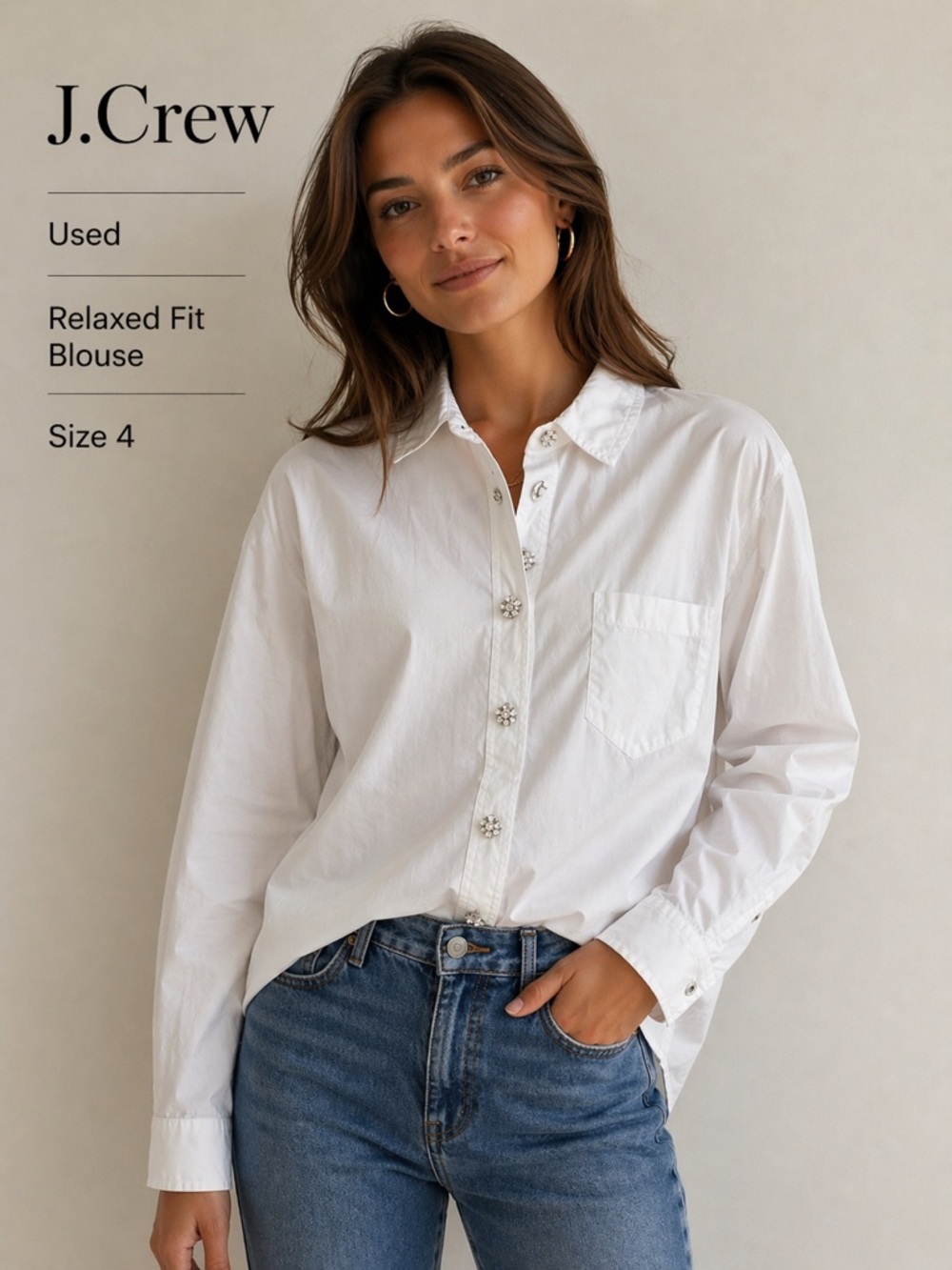 J CREW BUTTON DOWN BLOUSE  SIZE 4